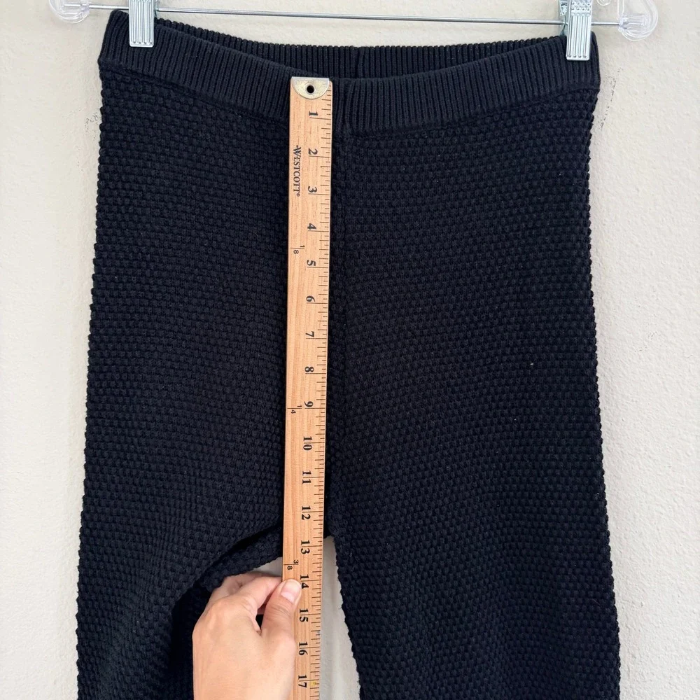 Free People Beach Hailee Waffle Stitch Black Wide Leg Pants Women XS Chunky Knit